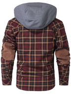 Hooded Faux Fur Lined Flannel Shirt Jacket for Men | Cold Weather