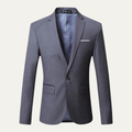 Men's classic single-breasted suit jacket, blue-gray with notch lapels