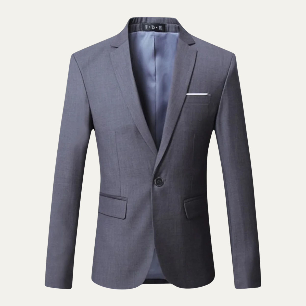 Men's classic single-breasted suit jacket, blue-gray with notch lapels