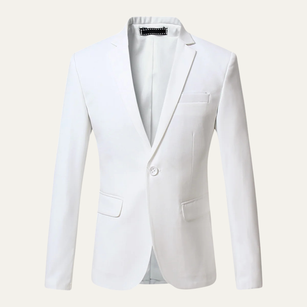 Men's classic single-breasted suit jacket, white with notch lapels and chest pocket