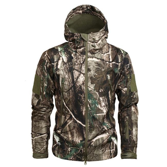 Hooded Camo Jacket with Zip Pockets for Men | Outdoor Wear