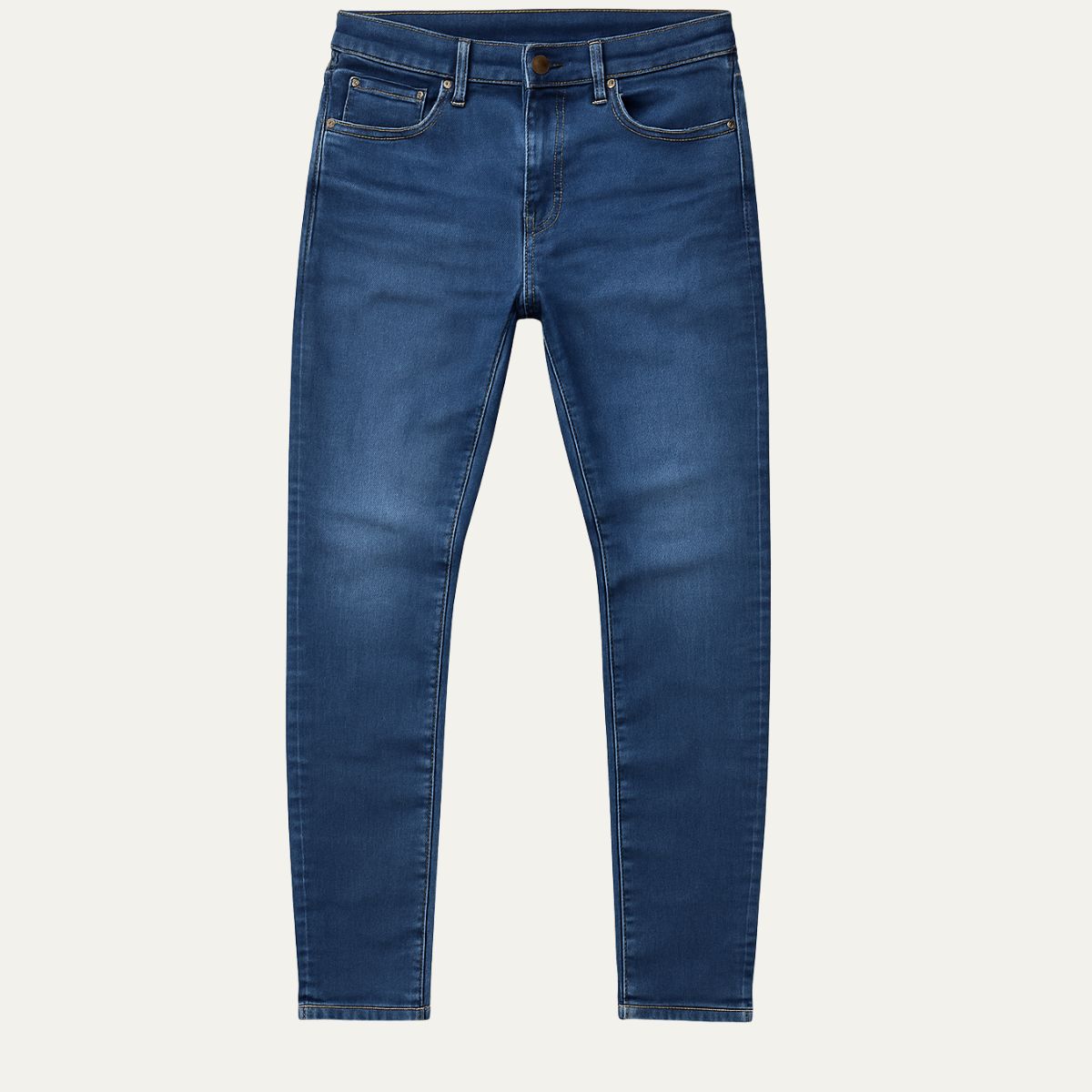 Men's slim-fit skinny jeans, dark blue denim with five-pocket design