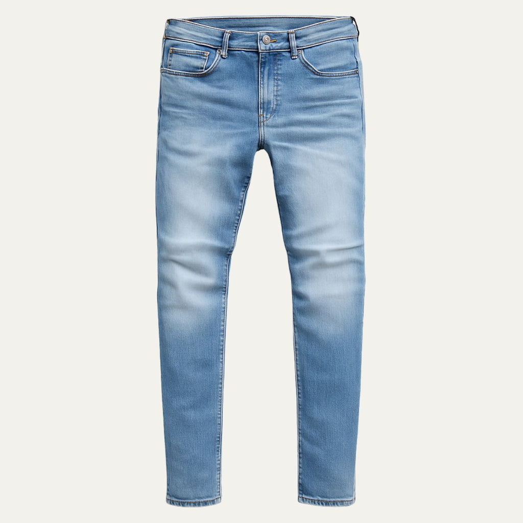 Men's slim-fit skinny jeans, light blue denim with five-pocket design