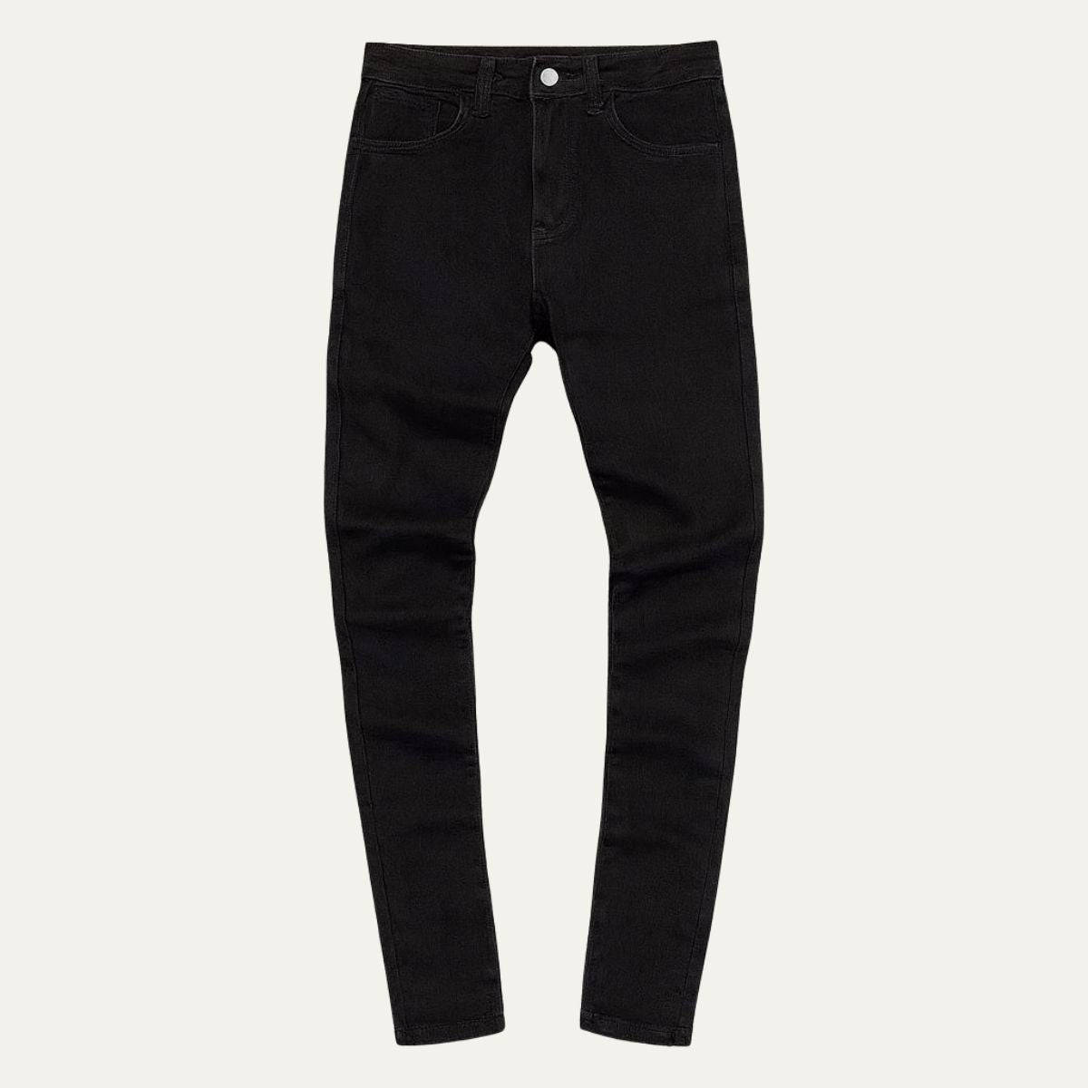 Men's slim-fit skinny jeans, black denim with five-pocket design