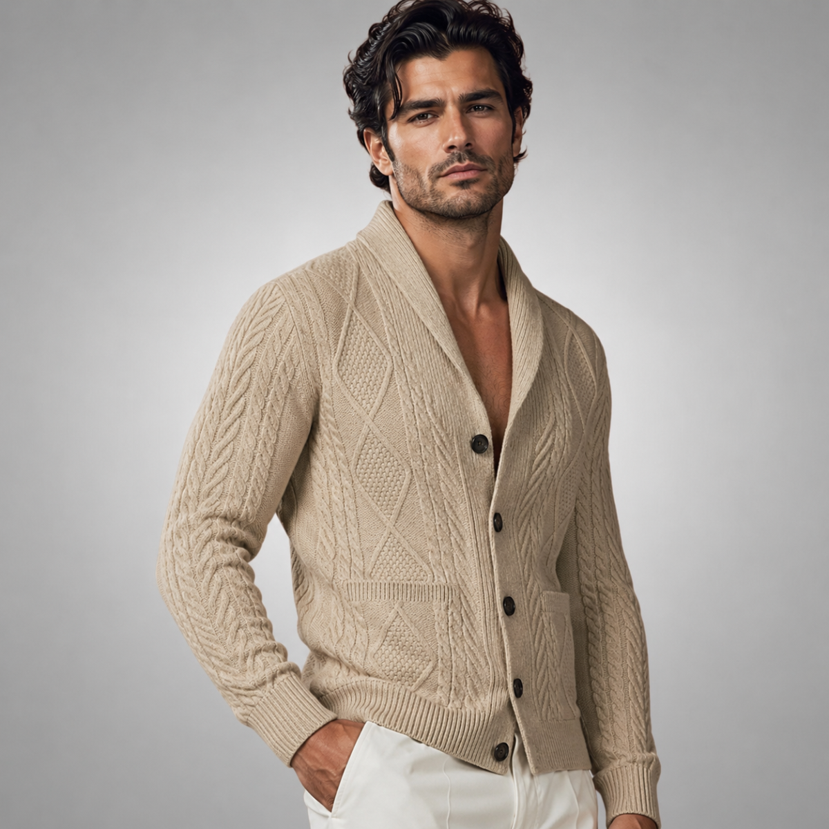 100% Cashmere Cardigan for Men