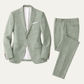 Men’s turquoise-green slim-fit suit jacket and trousers with matching buttons