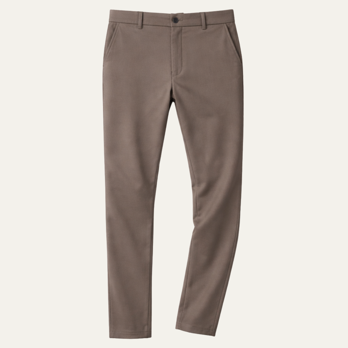 Men's slim-fit casual business dress pants, brown with belt loops and button closure