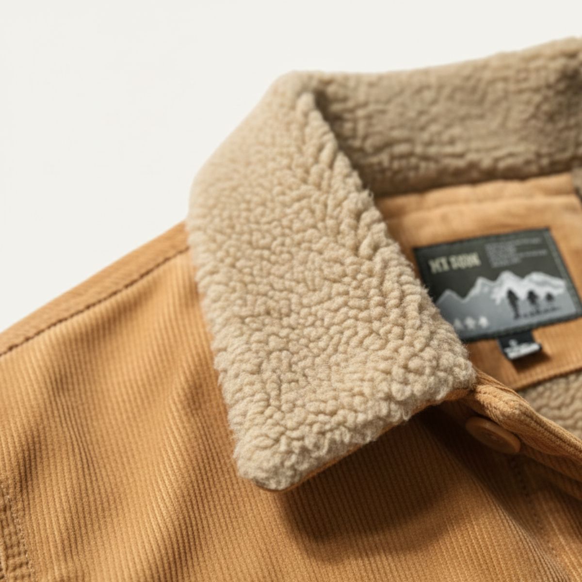 Men's corduroy jacket with sherpa collar lining and inner neck label