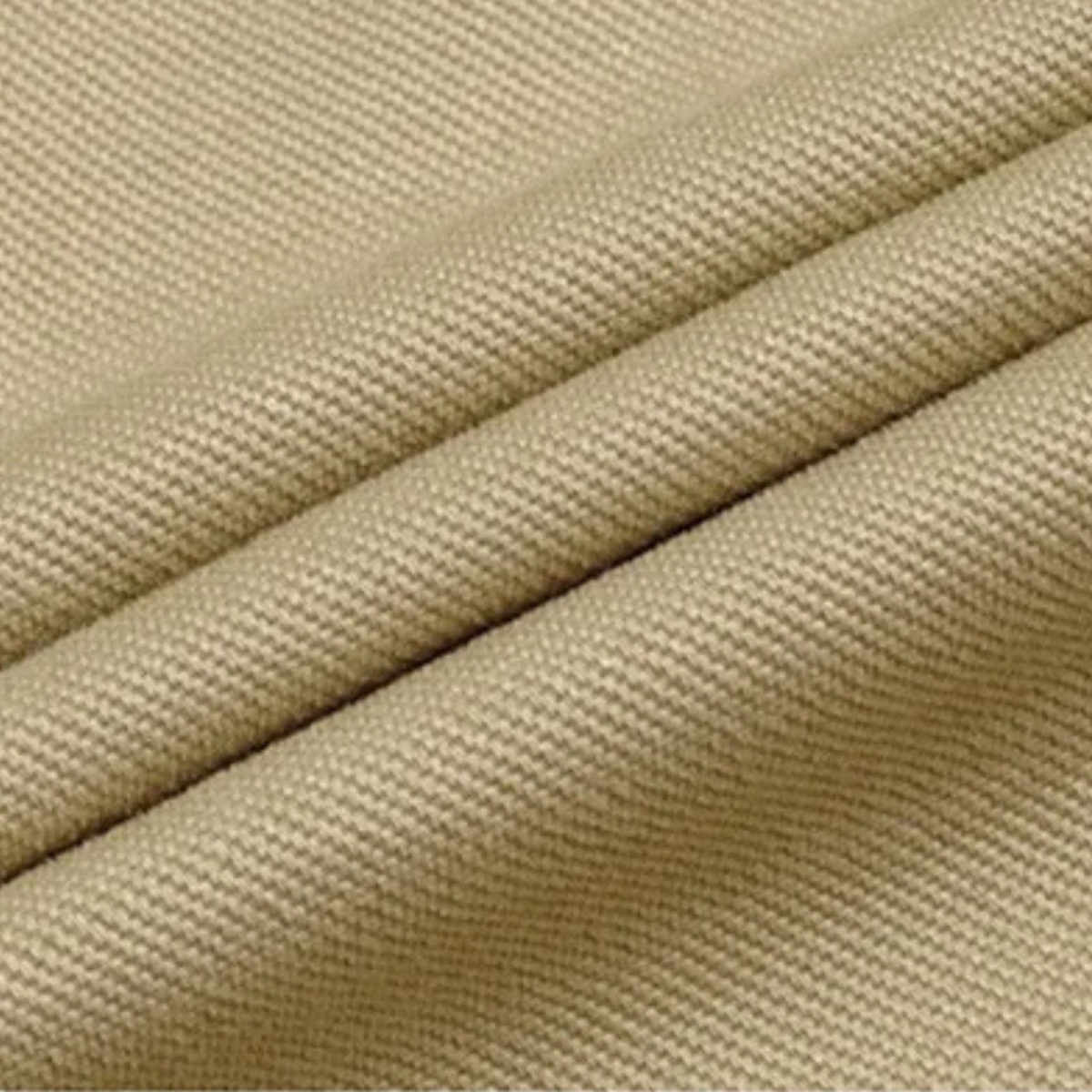 Men's tan trench coat fabric close-up showing textured weave