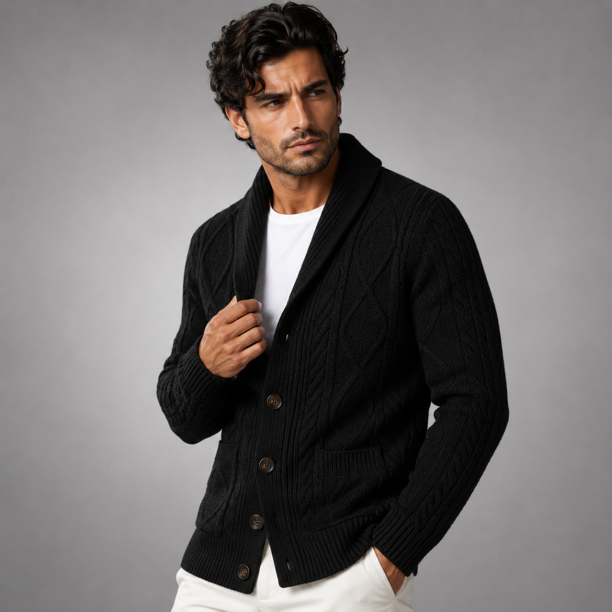 100% Cashmere Cardigan for Men