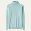 Men's mint green turtleneck sweater, ribbed collar and cuffs, long sleeves
