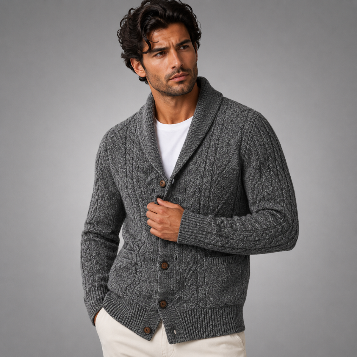 100% Cashmere Cardigan for Men