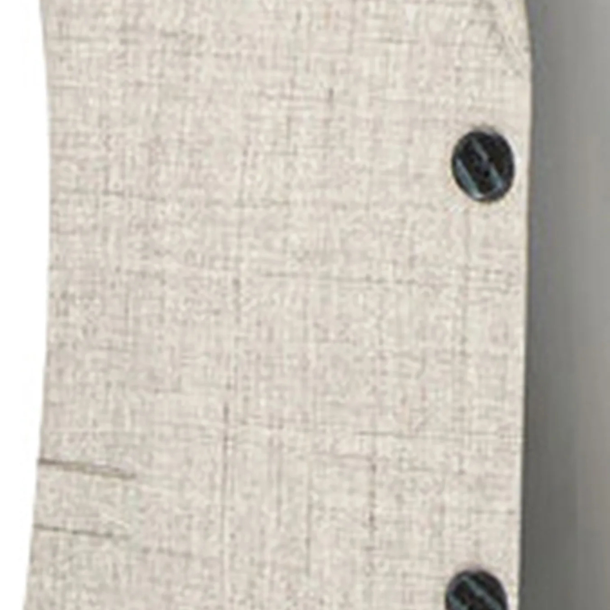 Men's beige blazer close-up of dark buttons on front placket