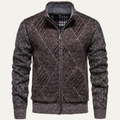 Men's Cable Knit Cardigan Charcoal Gray Diamond Pattern