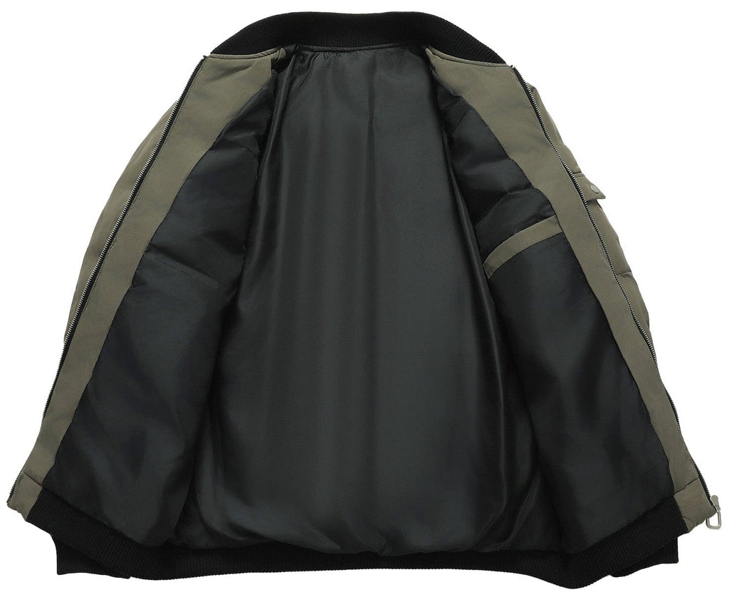 Army Green Insulated Puffer Bomber Jacket for Men | Winter Outerwear