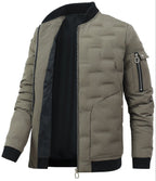 Army Green Insulated Puffer Bomber Jacket for Men | Winter Outerwear