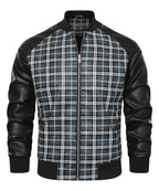 Black and Grey Plaid Contrast Sleeve Jacket for Men | Casual Wear