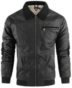 Fleece Lined Structured Collar Zip Bomber Jacket for Men | Winter Outerwear