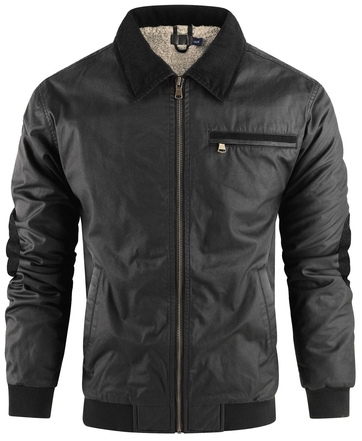 Fleece Lined Structured Collar Zip Bomber Jacket for Men | Winter Outerwear