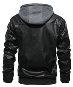 Removable Hood PU Leather Bomber Jacket for Men | Casual Wear