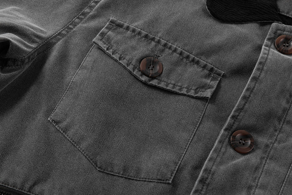Corduroy Collar Multi Pocket Canvas Utility Jacket for Men | Casual Wear