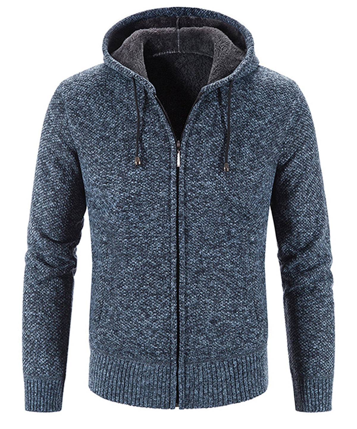 Textured Knit Zip Up Fleece Hoodie for Men | Cold Weather Layering