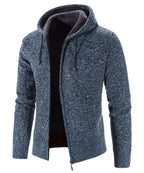 Textured Knit Zip Up Fleece Hoodie for Men | Cold Weather Layering