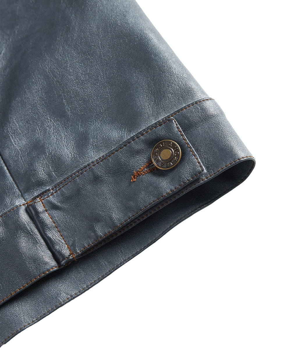 Button Front Chest Pocket PU Leather Jacket for Men | Everyday Wear