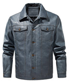 Button Front Chest Pocket PU Leather Jacket for Men | Everyday Wear