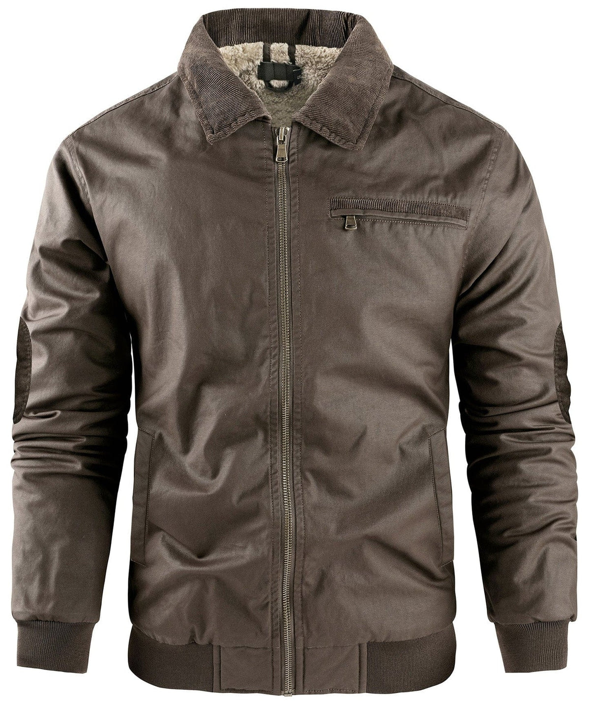 Fleece Lined Structured Collar Zip Bomber Jacket for Men | Winter Outerwear