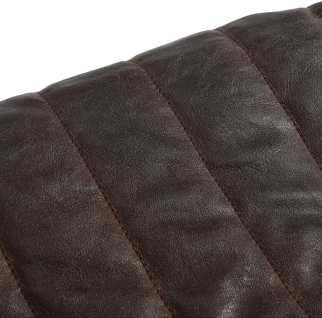 Brown Quilted PU Leather Zip Up Jacket for Men | Everyday Wear