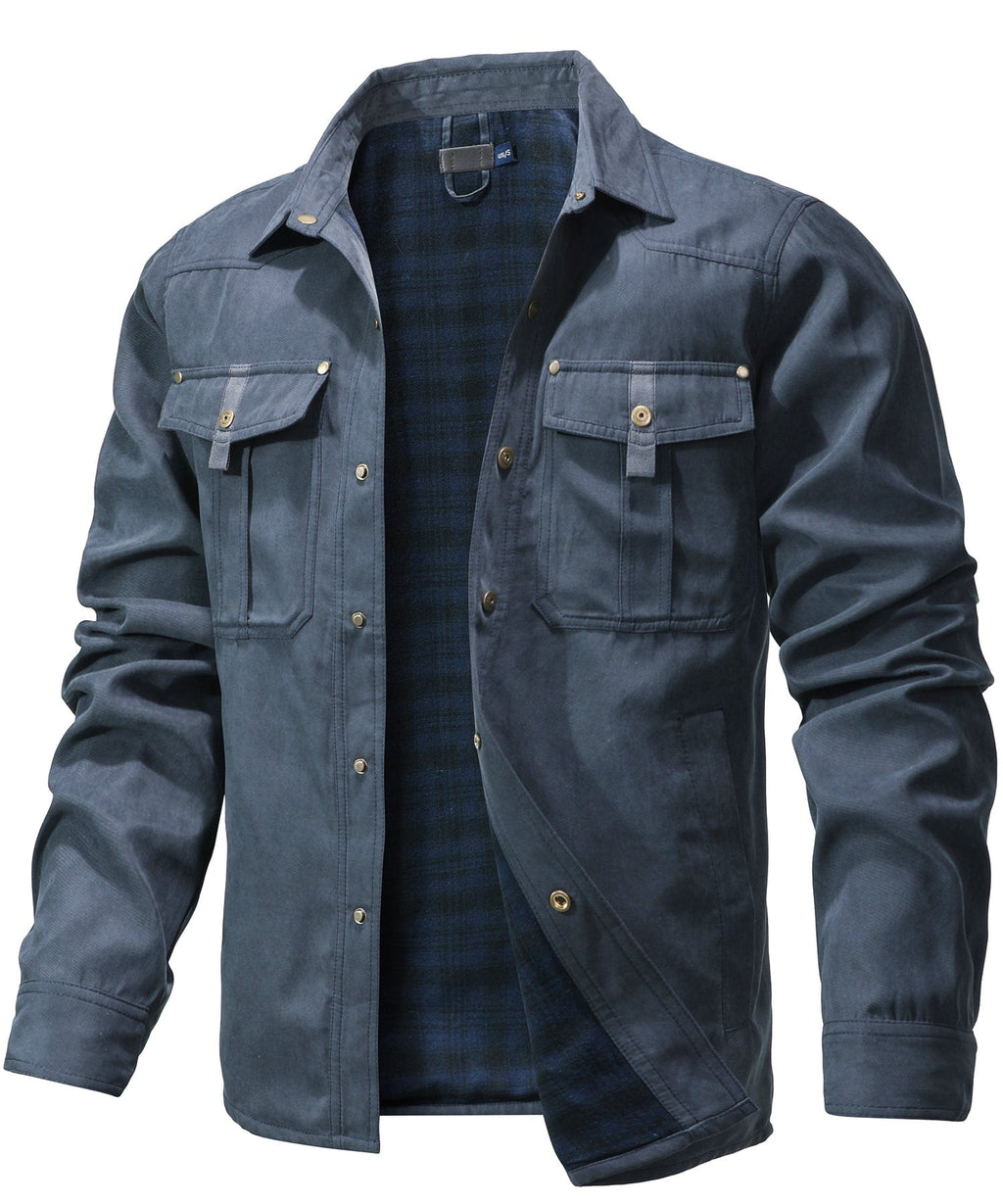 Flannel Lined Dual Chest Pocket Jacket for Men | Multi-Season Wear