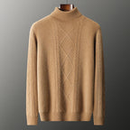 Cable Knit Cashmere Turtleneck Sweater for Men | Winter Layering
