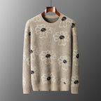 Floral Pattern Cashmere Blend Knit Sweater for Men | Casual Wear