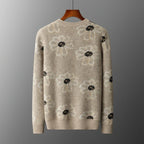 Floral Pattern Cashmere Blend Knit Sweater for Men | Casual Wear