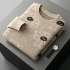 Floral Pattern Cashmere Blend Knit Sweater for Men | Casual Wear