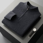 Pure Cashmere Half Zip Mock Neck Sweater for Men | Smart Casual Wear