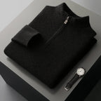 Pure Cashmere Half Zip Mock Neck Sweater for Men | Smart Casual Wear