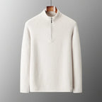 Pure Cashmere Half Zip Mock Neck Sweater for Men | Smart Casual Wear