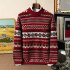 Jacquard Cashmere Blend Half Turtleneck Sweater for Men | Smart Casual Wear