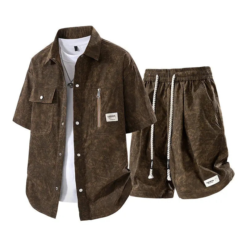 Coordinated Short Sleeve Shirt and Shorts Set for Men | Summer Wear