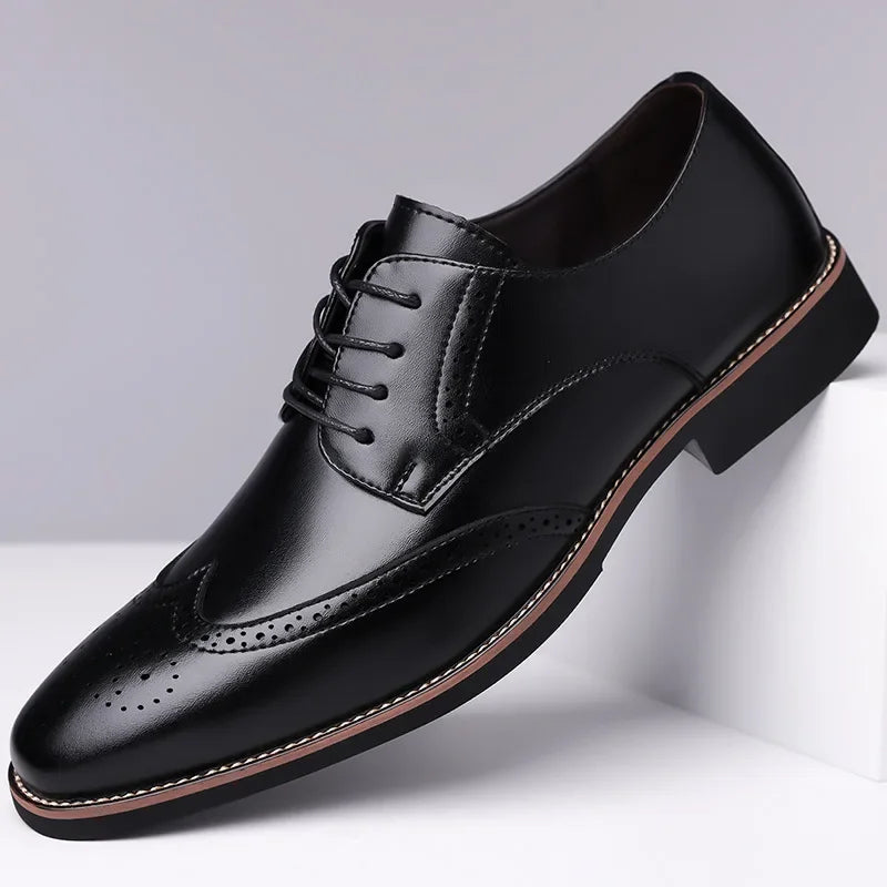 Classic Leather Brogue Wingtip Oxford Shoes for Men | Formal Wear