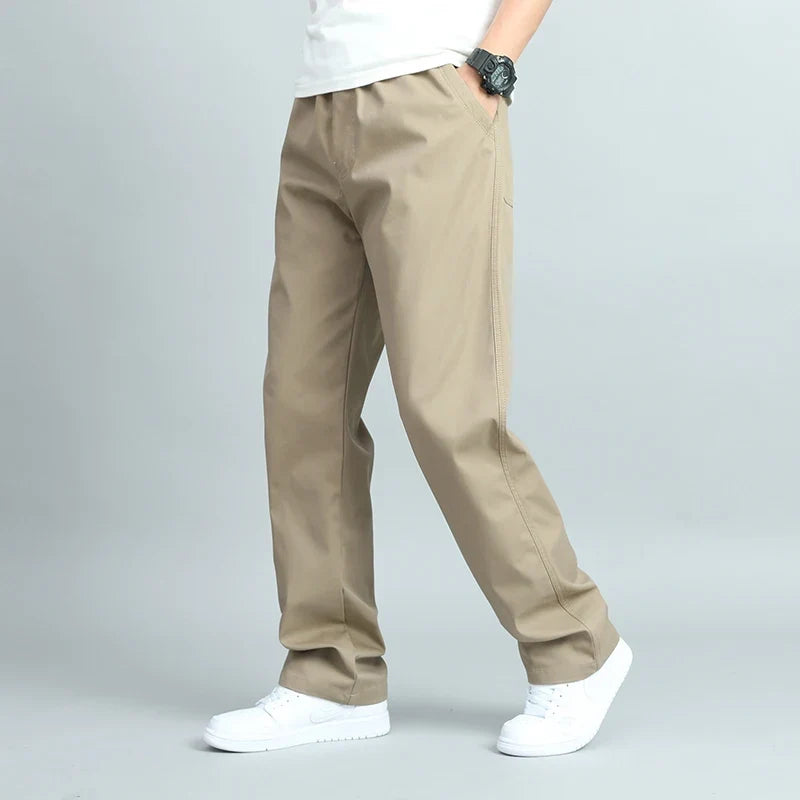 Cotton Loose Fit Straight Leg Trousers for Men | Everyday Wear