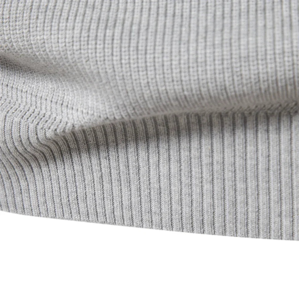 Cotton Zip Up High Collar Knit Cardigan for Men | Autumn Layering