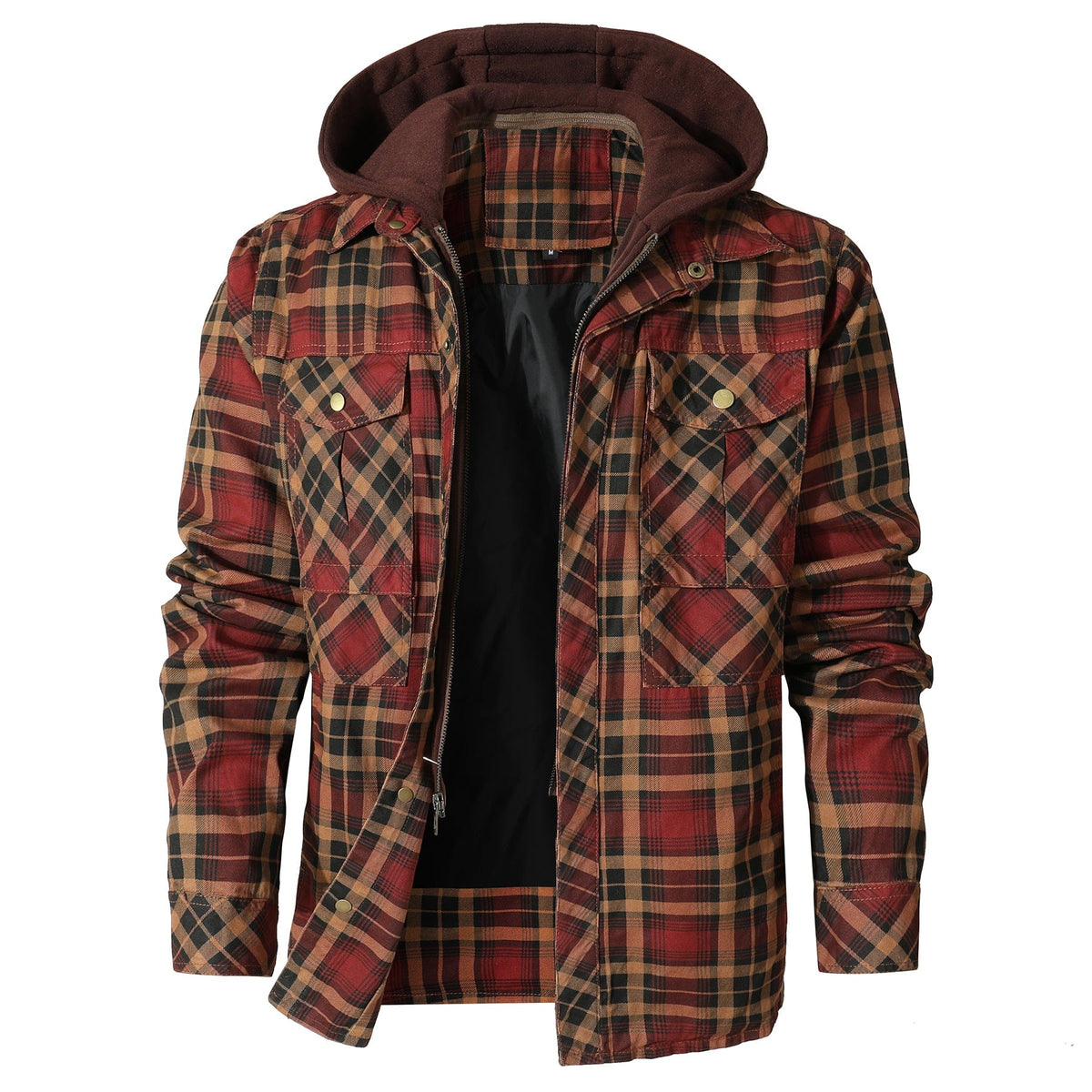 Quilted Insulated Hooded Flannel Jacket for Men | Outdoor Wear