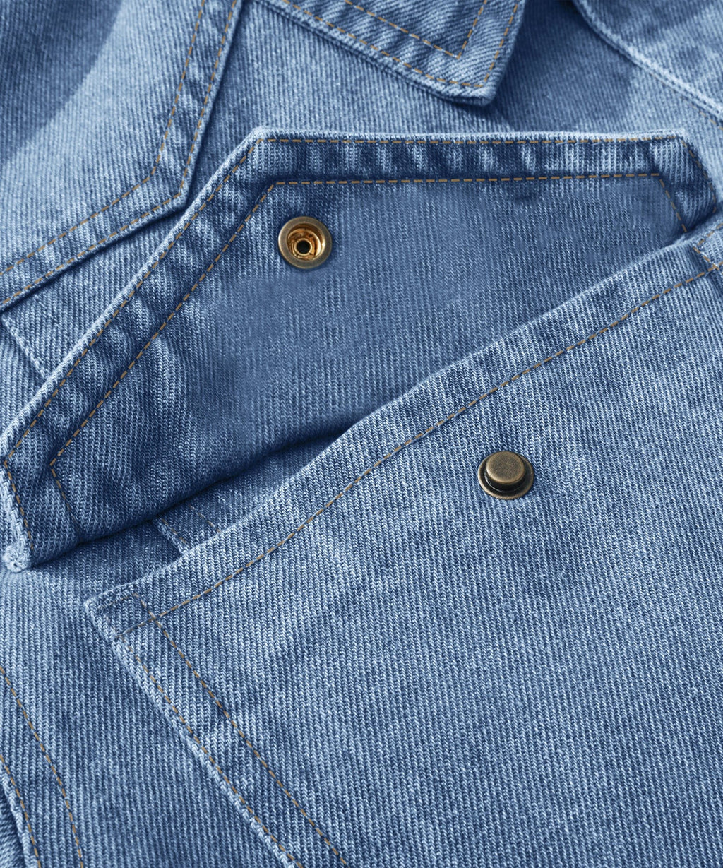 Flannel Lined Button Front Denim Shirt Jacket for Men | Cool Weather