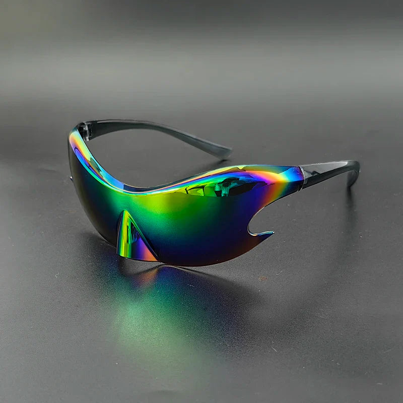 Futuristic Shield Sunglasses with Reflective Finish