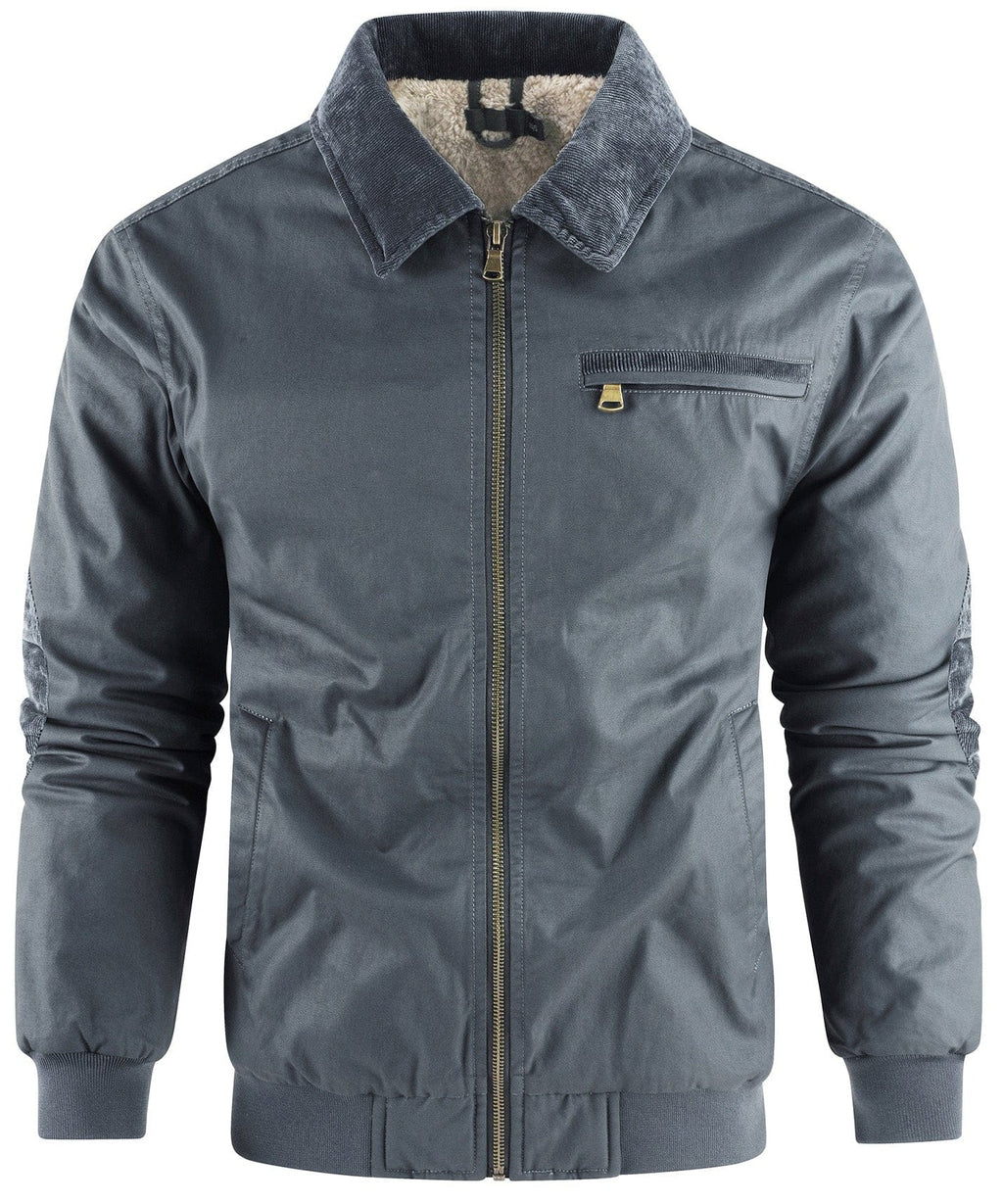 Fleece Lined Structured Collar Zip Bomber Jacket for Men | Winter Outerwear