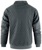 Diamond Quilted Corduroy Collar Zip Bomber Jacket for Men | Layering