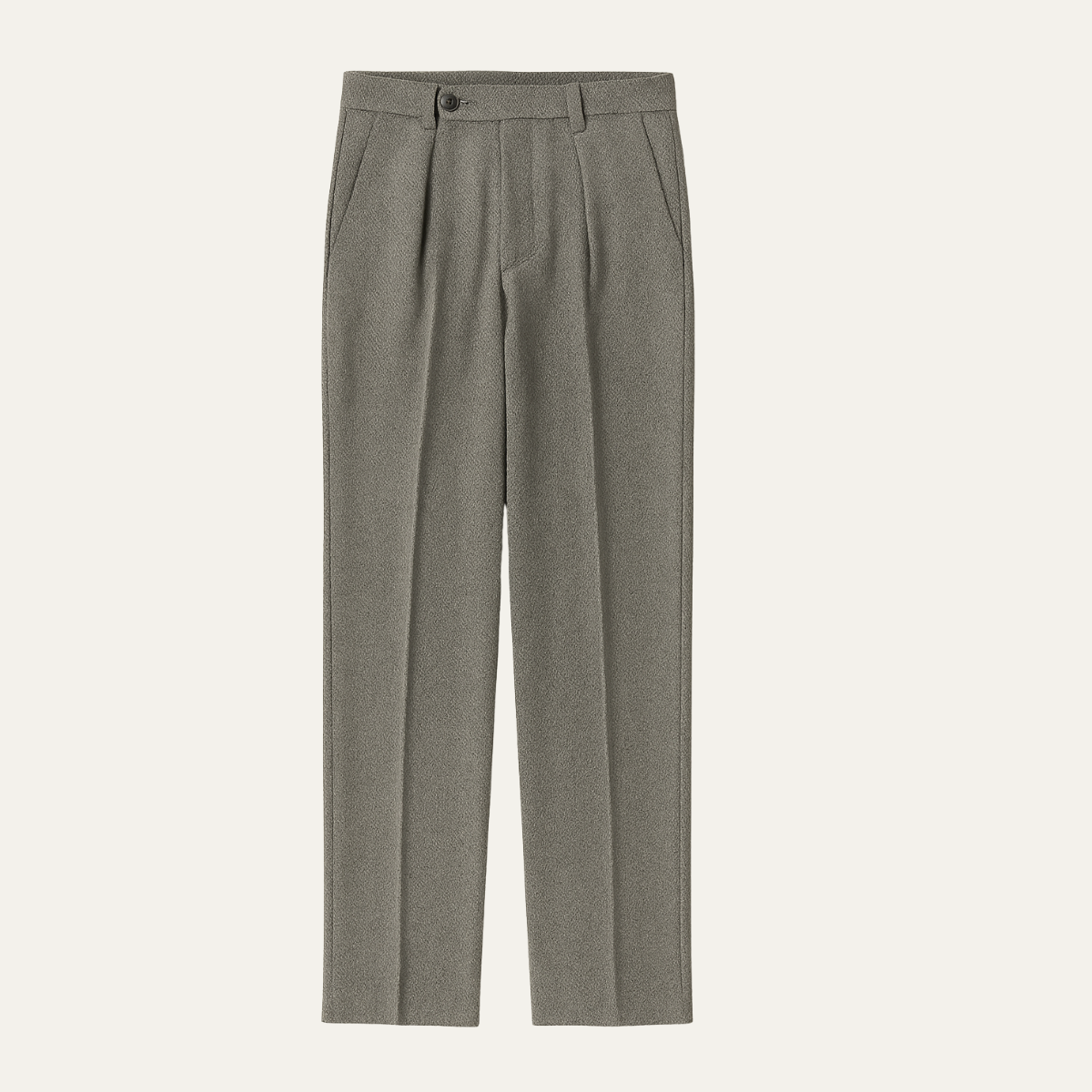 Men's high-waist pleated tailored pants, silver-gray front view